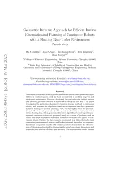 Geometric Iterative Approach for Efficient Inverse Kinematics and Planning of Continuum Robots with a Floating Base Under Environment Constraints