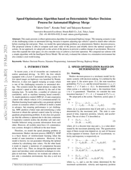 Speed Optimization Algorithm based on Deterministic Markov Decision Process for Automated Highway Merge