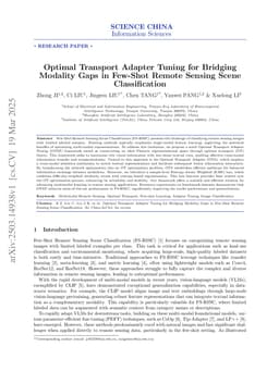Optimal Transport Adapter Tuning for Bridging Modality Gaps in Few-Shot Remote Sensing Scene Classification