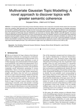Multivariate Gaussian Topic Modelling: A novel approach to discover topics with greater semantic coherence