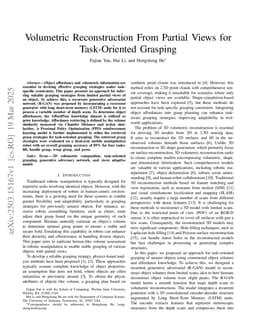 Volumetric Reconstruction From Partial Views for Task-Oriented Grasping