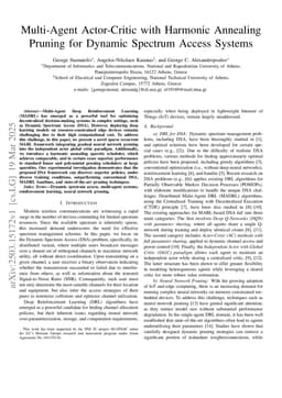 Multi-Agent Actor-Critic with Harmonic Annealing Pruning for Dynamic Spectrum Access Systems