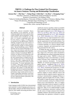 TROVE: A Challenge for Fine-Grained Text Provenance via Source Sentence Tracing and Relationship Classification