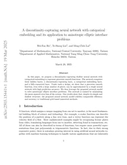 A discontinuity-capturing neural network with categorical embedding and its application to anisotropic elliptic interface problems