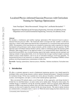 Localized Physics-informed Gaussian Processes with Curriculum Training for Topology Optimization