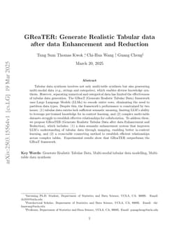 GReaTER: Generate Realistic Tabular data after data Enhancement and Reduction