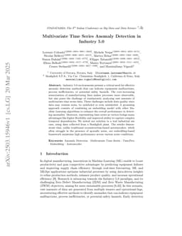 Multivariate Time Series Anomaly Detection in Industry 5.0