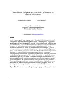 Autonomous AI imitators increase diversity in homogeneous information ecosystems