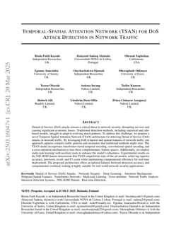 Temporal-Spatial Attention Network (TSAN) for DoS Attack Detection in Network Traffic