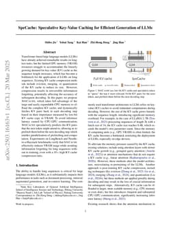 SpeCache: Speculative Key-Value Caching for Efficient Generation of LLMs