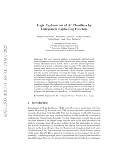 Logic Explanation of AI Classifiers by Categorical Explaining Functors