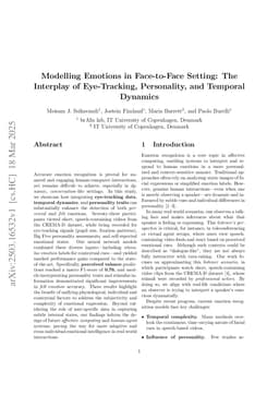 Modelling Emotions in Face-to-Face Setting: The Interplay of Eye-Tracking, Personality, and Temporal Dynamics