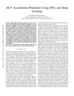 AUV Acceleration Prediction Using DVL and Deep Learning