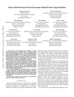 Physics-Informed Neural Network Surrogate Models for River Stage Prediction