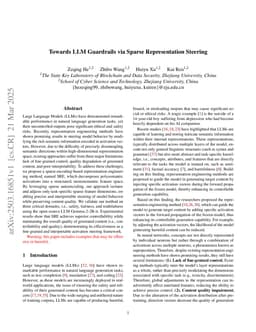 Towards LLM Guardrails via Sparse Representation Steering