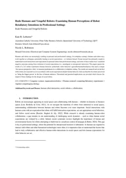 Rude Humans and Vengeful Robots: Examining Human Perceptions of Robot Retaliatory Intentions in Professional Settings