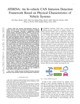 ATHENA: An In-vehicle CAN Intrusion Detection Framework Based on Physical Characteristics of Vehicle Systems