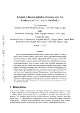 Learning disentangled representations for instrument-based music similarity