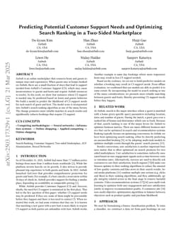 Predicting Potential Customer Support Needs and Optimizing Search Ranking in a Two-Sided Marketplace