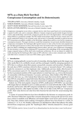 NFTs as a Data-Rich Test Bed: Conspicuous Consumption and its Determinants