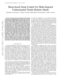 Shear-based Grasp Control for Multi-fingered Underactuated Tactile Robotic Hands