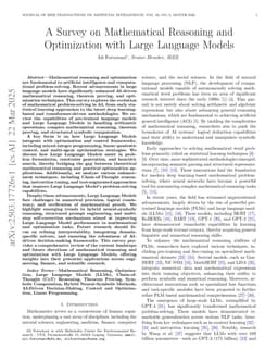 A Survey on Mathematical Reasoning and Optimization with Large Language Models