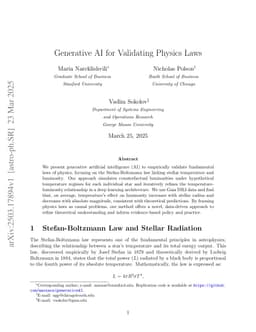 Generative AI for Validating Physics Laws