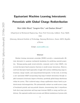 Equivariant Machine Learning Interatomic Potentials with Global Charge Redistribution