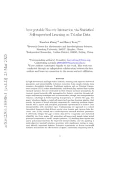 Interpretable Feature Interaction via Statistical Self-supervised Learning on Tabular Data