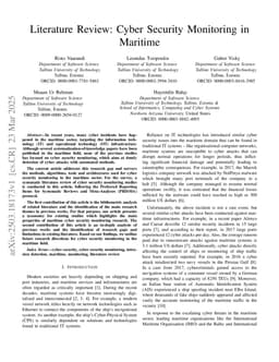 A Systematic Literature Review of Cyber Security Monitoring in Maritime