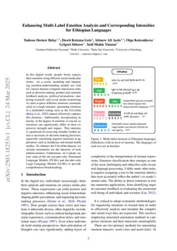 Enhancing Multi-Label Emotion Analysis and Corresponding Intensities for Ethiopian Languages