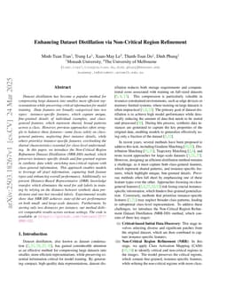 Enhancing Dataset Distillation via Non-Critical Region Refinement