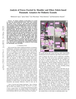 Analysis of Forces Exerted by Shoulder and Elbow Fabric-based Pneumatic Actuators for Pediatric Exosuits