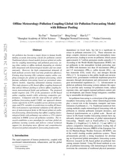 Offline Meteorology-Pollution Coupling Global Air Pollution Forecasting Model with Bilinear Pooling