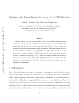 Distributionally Robust Federated Learning: An ADMM Algorithm