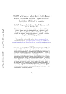 OCCO: LVM-guided Infrared and Visible Image Fusion Framework based on Object-aware and Contextual COntrastive Learning
