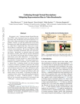 Unbiasing through Textual Descriptions: Mitigating Representation Bias in Video Benchmarks