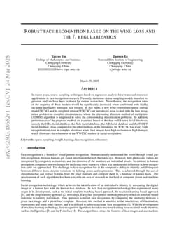 Robust face recognition based on the wing loss and the $\ell_1$ regularization