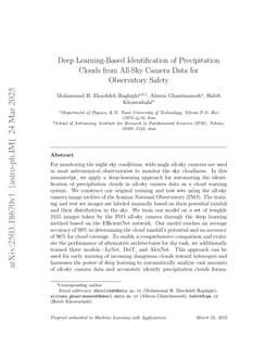 Deep learning-based identification of precipitation clouds from all-sky camera data for observatory safety