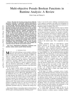 Multi-objective Pseudo Boolean Functions in Runtime Analysis: A Review