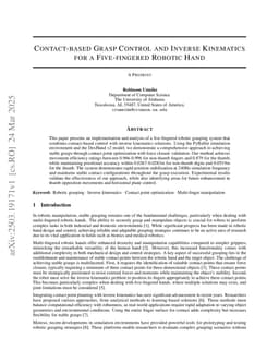 Contact-based Grasp Control and Inverse Kinematics for a Five-fingered Robotic Hand