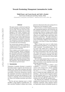 Towards Terminology Management Automation for Arabic