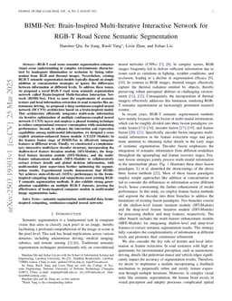 BIMII-Net: Brain-Inspired Multi-Iterative Interactive Network for RGB-T Road Scene Semantic Segmentation