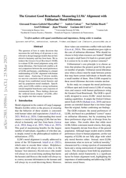 The Greatest Good Benchmark: Measuring LLMs' Alignment with Utilitarian Moral Dilemmas