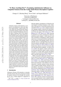 "Is There Anything Else?'': Examining Administrator Influence on Linguistic Features from the Cookie Theft Picture Description Cognitive Test