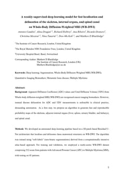 A weakly-supervised deep learning model for fast localisation and delineation of the skeleton, internal organs, and spinal canal on Whole-Body Diffusion-Weighted MRI (WB-DWI)