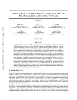 Comprehensive Manuscript Assessment with Text Summarization Using 69707 articles