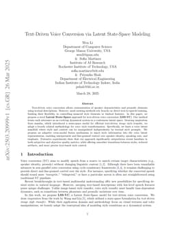 Text-Driven Voice Conversion via Latent State-Space Modeling