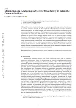 Measuring and Analyzing Subjective Uncertainty in Scientific Communications
