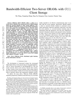 Bandwidth-Efficient Two-Server ORAMs with O(1) Client Storage